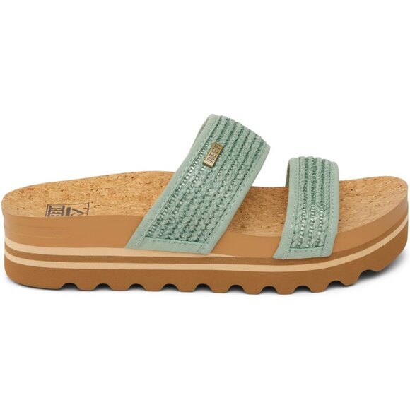 Womens Slide Sandal Frosty Raffia Open Toe Slip-on Hi Platform Heel Double Strap - Picture 4 of 7